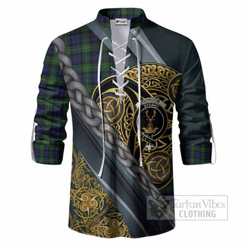 Gordon Tartan Crest Ghillie Shirt Scottish Triskele Celtic