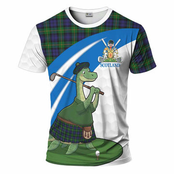 Gordon Tartan Crest Golf Nessie T-Shirt Loch Ness Monster Sporty Style