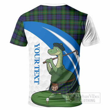 Gordon Tartan Crest Golf Nessie T-Shirt Loch Ness Monster Sporty Style