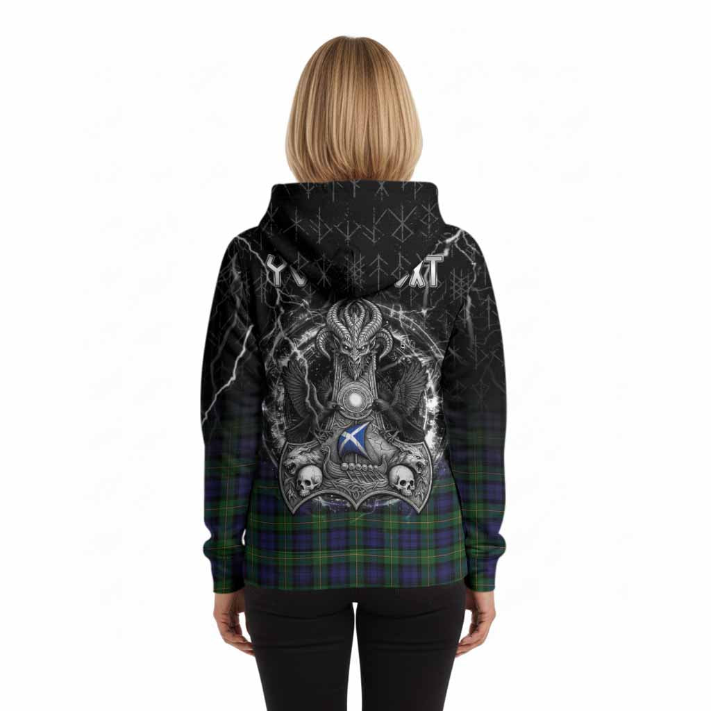 Gordon Tartan Crest Hoodie Celtic Odin's Raven Legacy