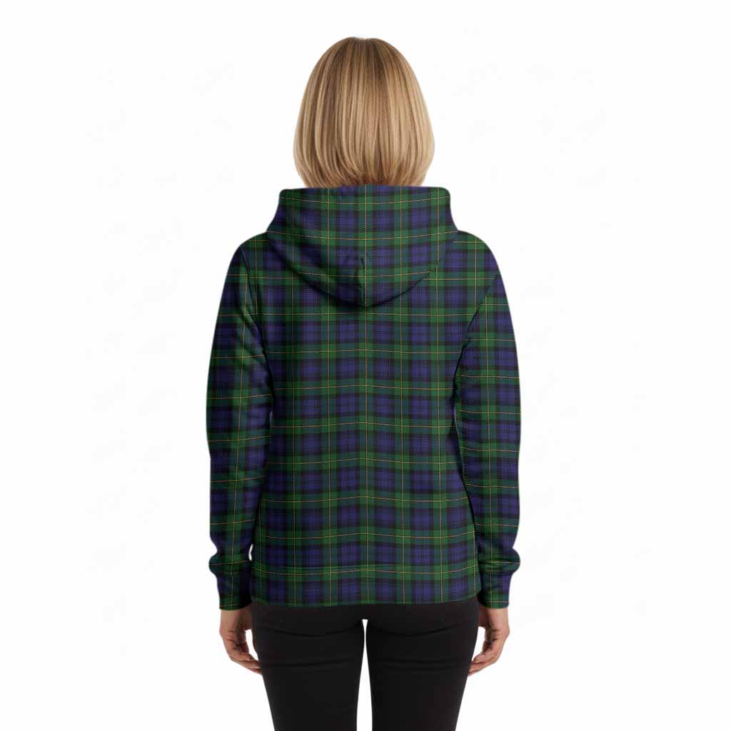 Gordon Tartan Crest Hoodie Ferocious Lion Style