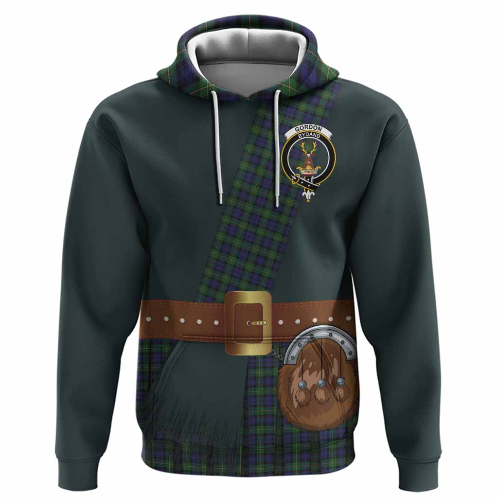 Gordon Tartan Crest Hoodie Kilt Costume Style