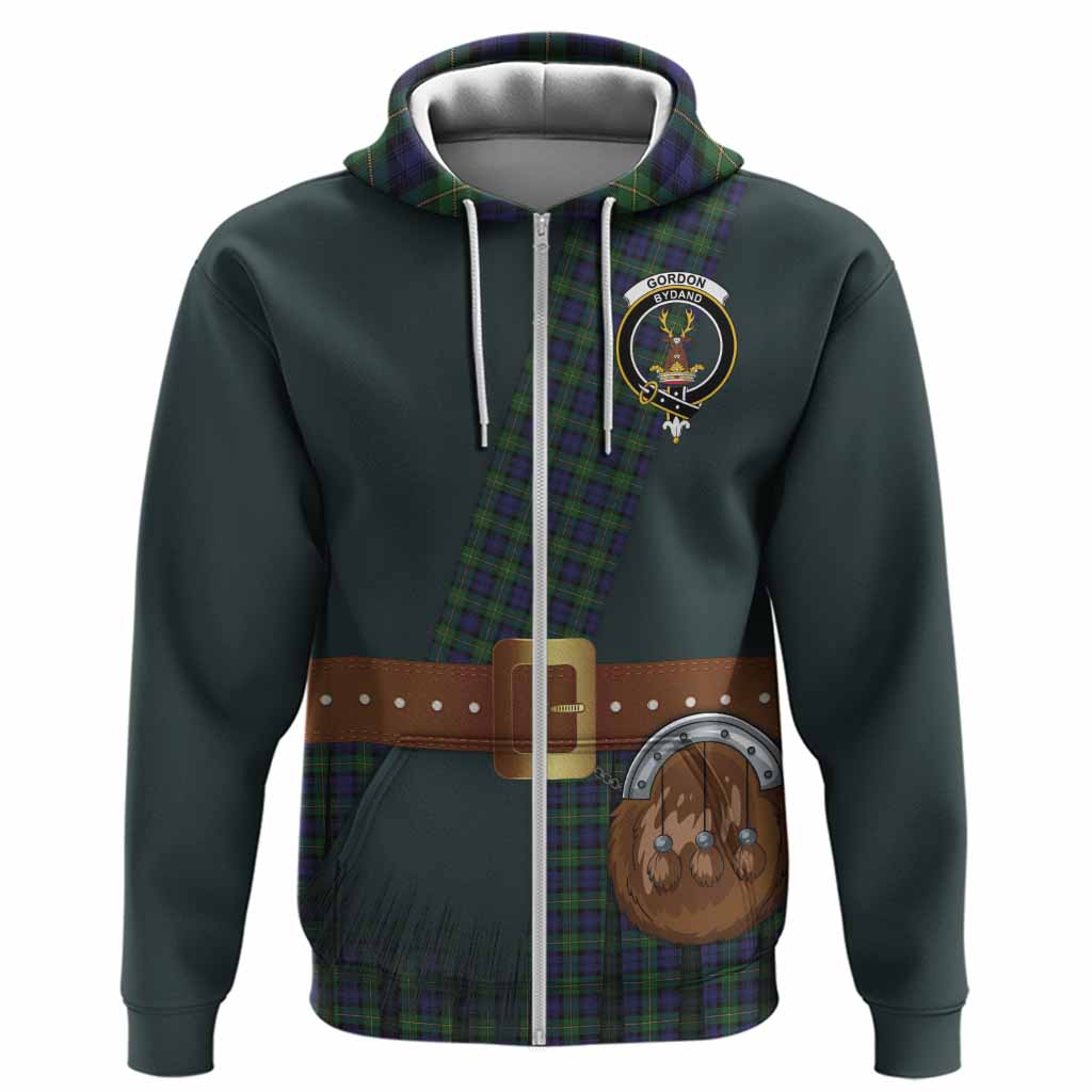 Gordon Tartan Crest Hoodie Kilt Costume Style