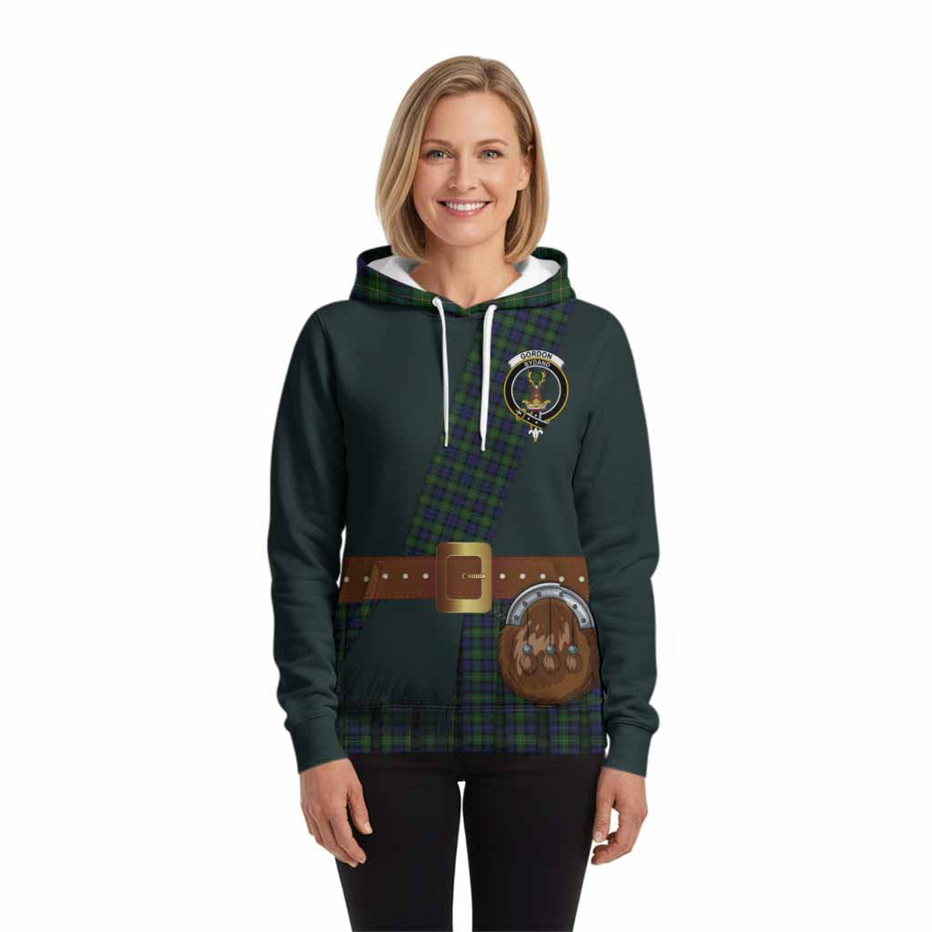 Gordon Tartan Crest Hoodie Kilt Costume Style