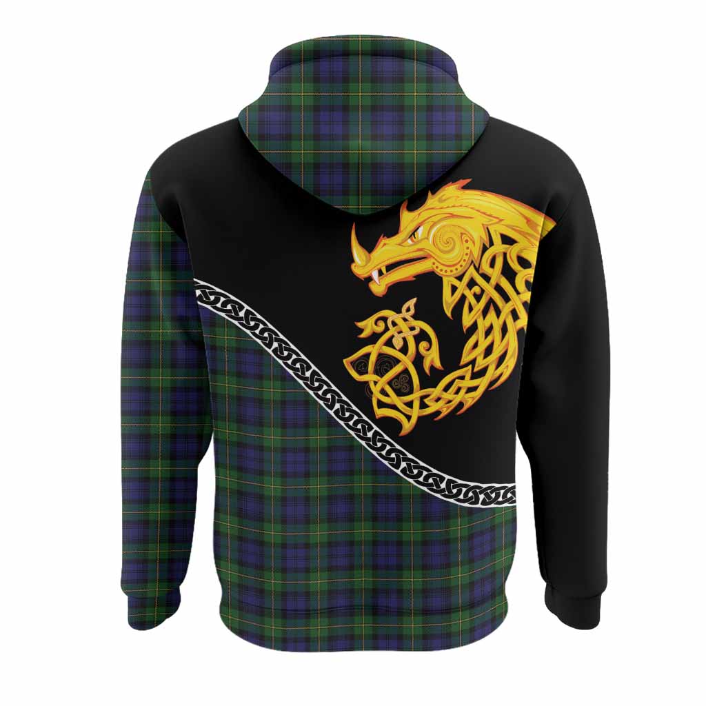 Gordon Tartan Crest Hoodie Legendary Dragon Knot Half Style