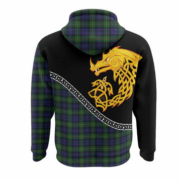 Gordon Tartan Crest Hoodie Legendary Dragon Knot Half Style
