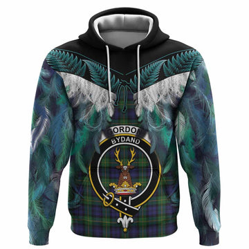 Gordon Tartan Crest Hoodie New Zealand Maori Korowai Cloak
