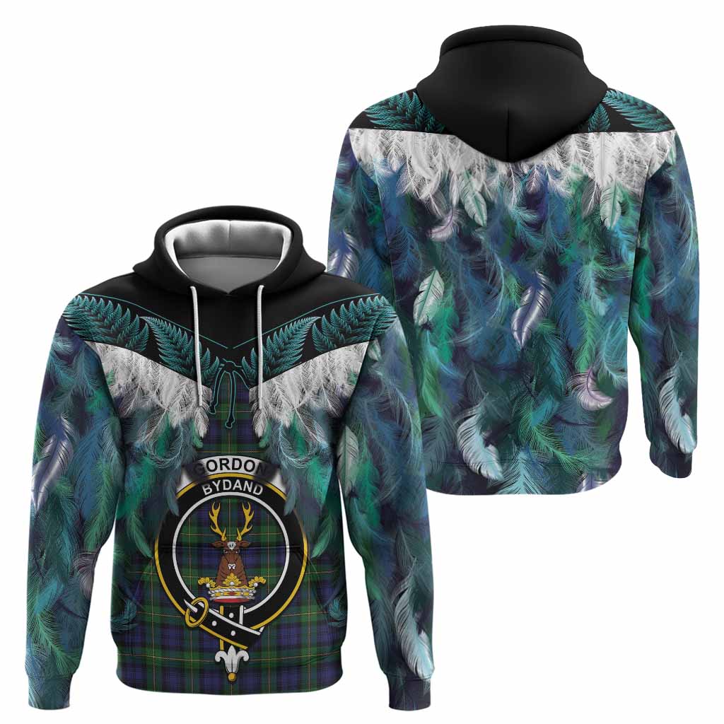 Gordon Tartan Crest Hoodie New Zealand Maori Korowai Cloak