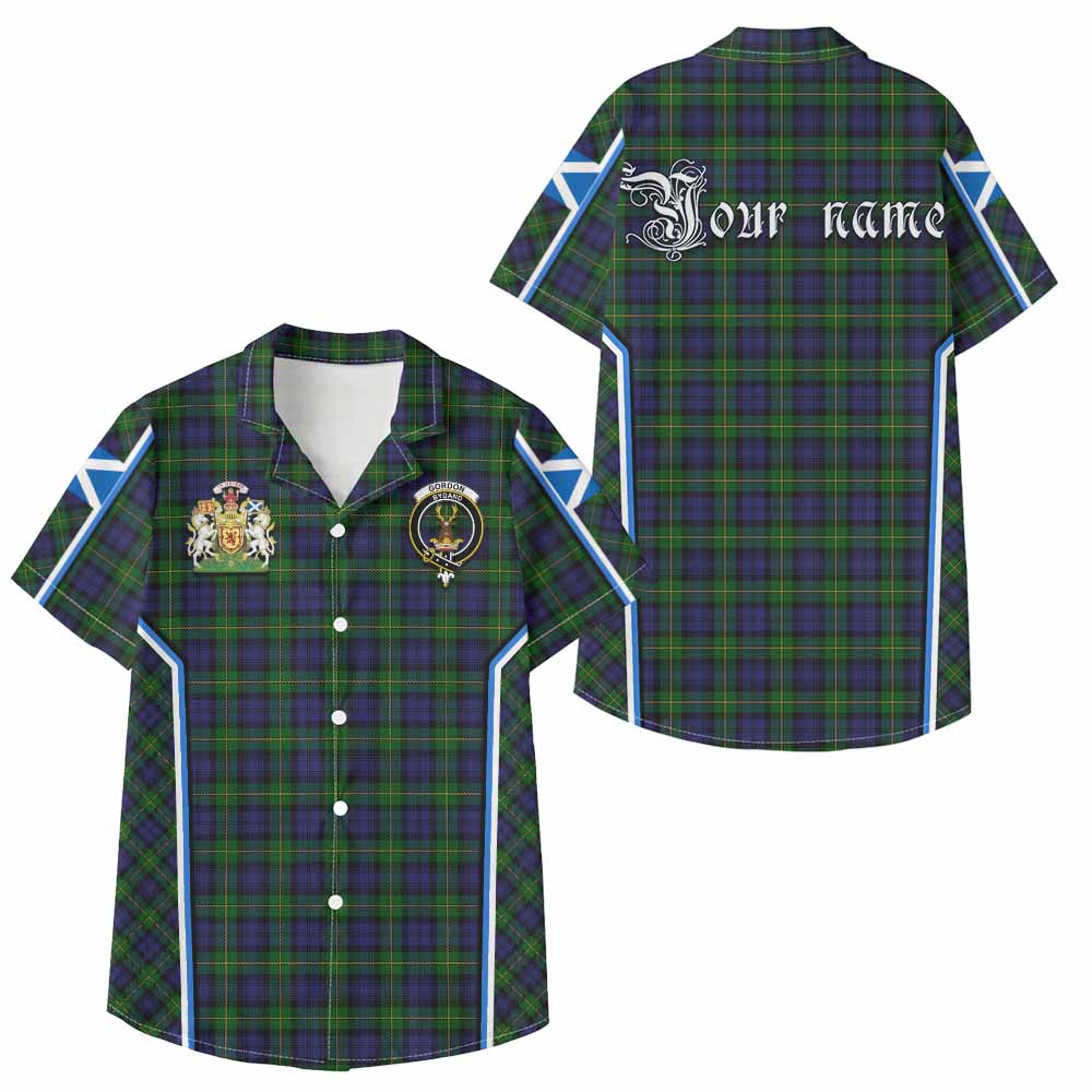 Gordon Tartan Crest Kid Hawaiian Shirt Scotland Coat of Arm Flag Style - Tartan Vibes Clothing