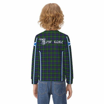 Gordon Tartan Crest Kid Knitted Sweatshirt Scotland Coat of Arm Flag Style