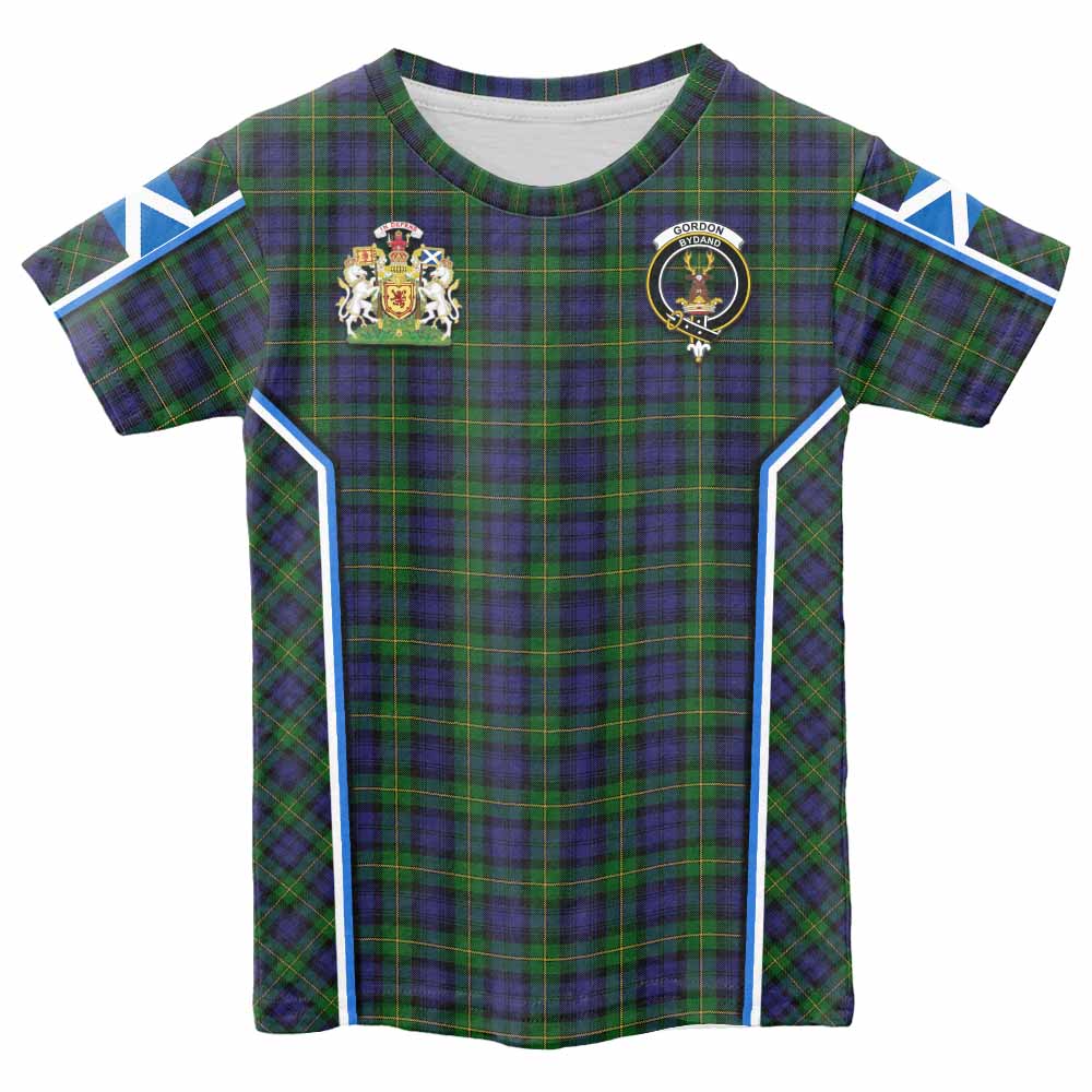 Gordon Tartan Crest Kid T-shirt Scotland Coat of Arm Flag Style - Tartan Vibes Clothing
