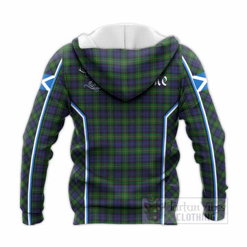 Gordon Tartan Crest Knitted Hoodie Scotland Coat of Arm Flag Style