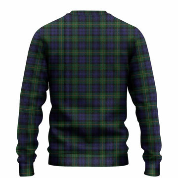 Gordon Tartan Crest Knitted Sweater Ferocious Lion Style