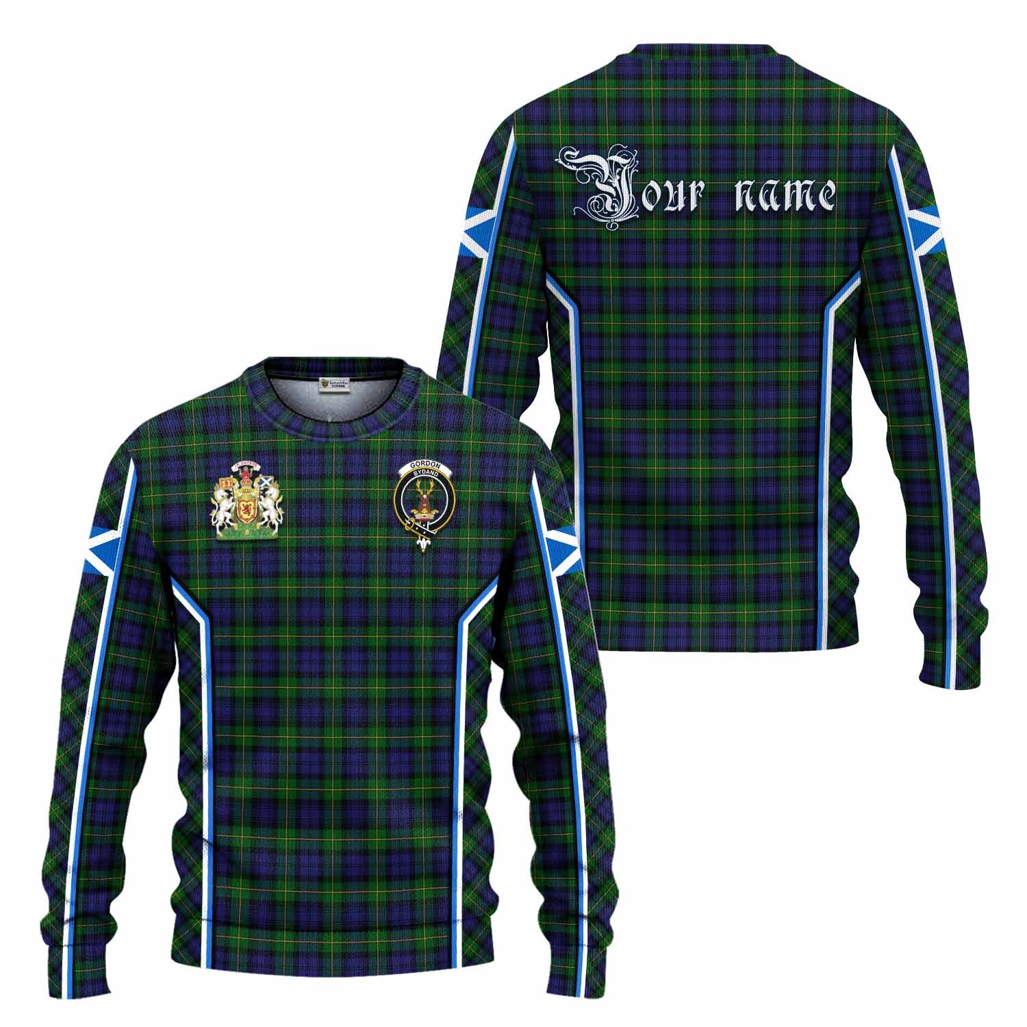 Gordon Tartan Crest Knitted Sweater Scotland Coat of Arm Flag Style - Tartan Vibes Clothing