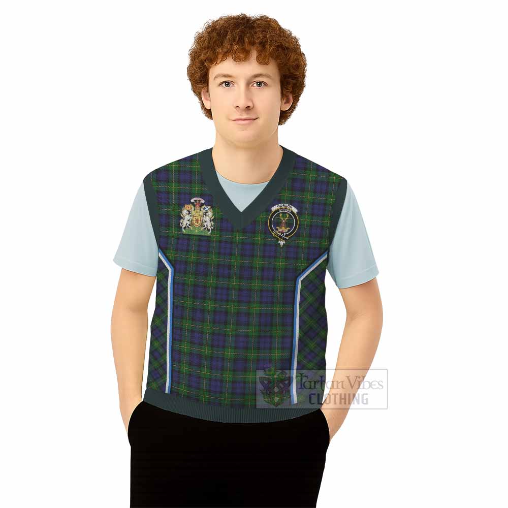 Gordon Tartan Crest Knitted V-Neck Vest Scotland Coat of Arm Flag Style - Tartan Vibes Clothing