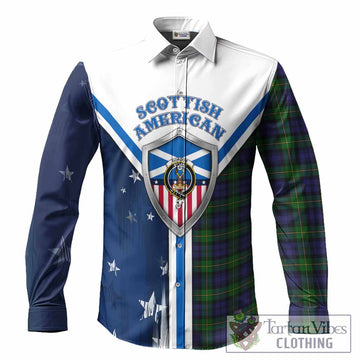 Gordon Tartan Crest Long Sleeve Button Shirts Scottish-American Heritage