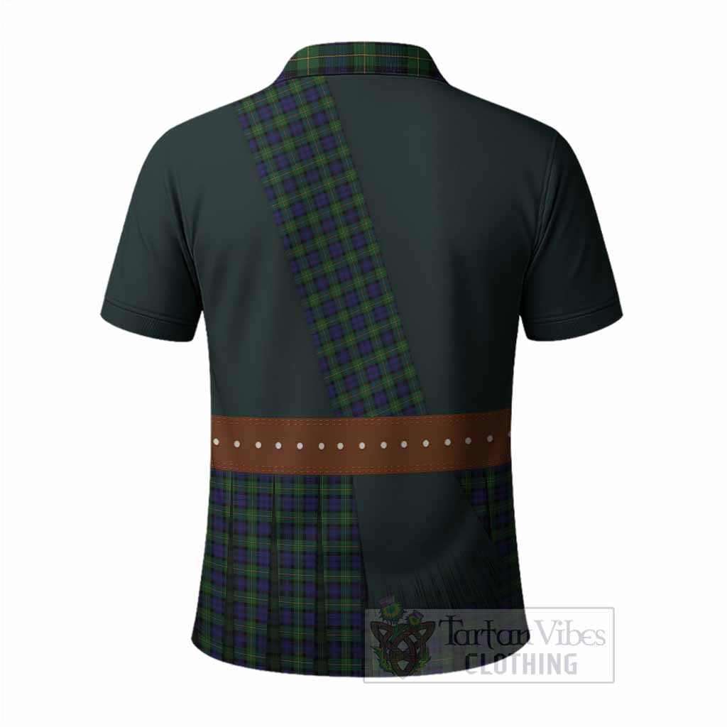 Gordon Tartan Crest Polo Shirt Kilt Costume Style