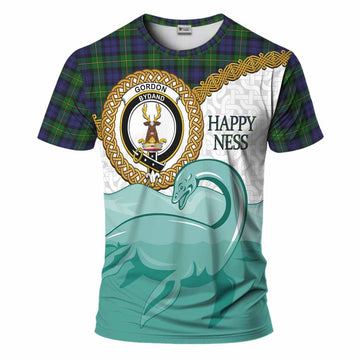 Gordon Tartan Crest Scottish Loch Ness Monster T-Shirt Happy Ness Scotland Celtic Knot