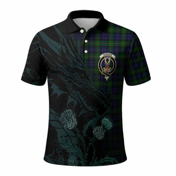 Gordon Tartan Crest Scottish Polo Shirt Dragon and Thistle