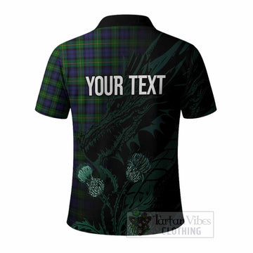 Gordon Tartan Crest Scottish Polo Shirt Dragon and Thistle