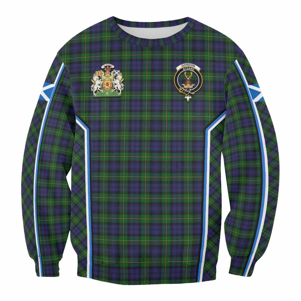Gordon Tartan Crest Sweatshirt Scotland Coat of Arm Flag Style - Tartan Vibes Clothing