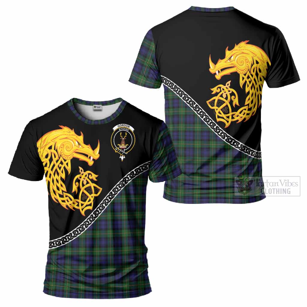 Gordon Tartan Crest T-Shirt Legendary Dragon Knot Half Style