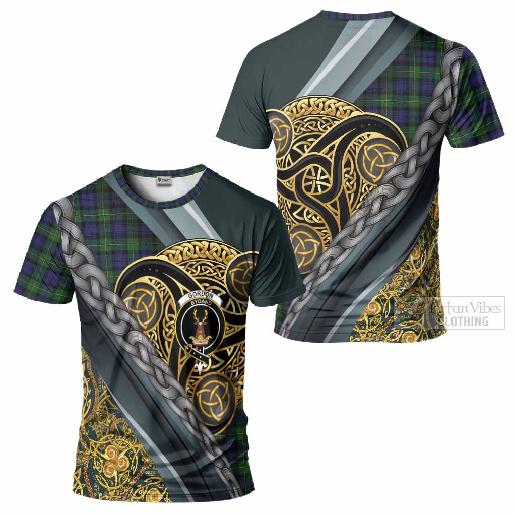 Gordon Tartan Crest T-Shirt Scottish Triskele Celtic