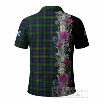 Gordon Tartan Crest Thistle Floral Polo Shirt - Tartan Vibes Clothing