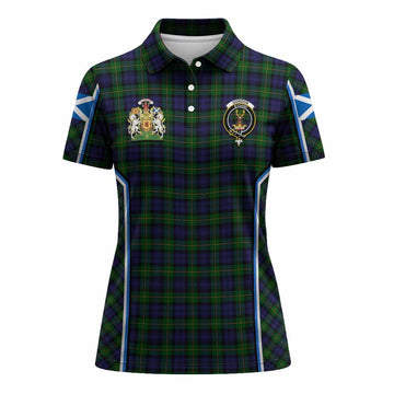 Gordon Tartan Crest Women's Polo Shirt Scotland Coat of Arm Flag Style