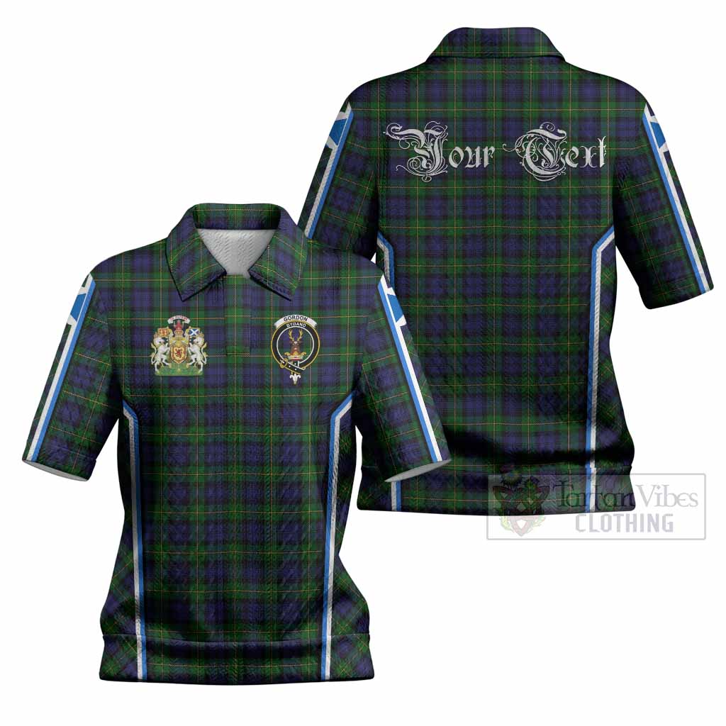 Gordon Tartan Crest Women’s Polo Sweater Top Scotland Coat of Arm Flag Style