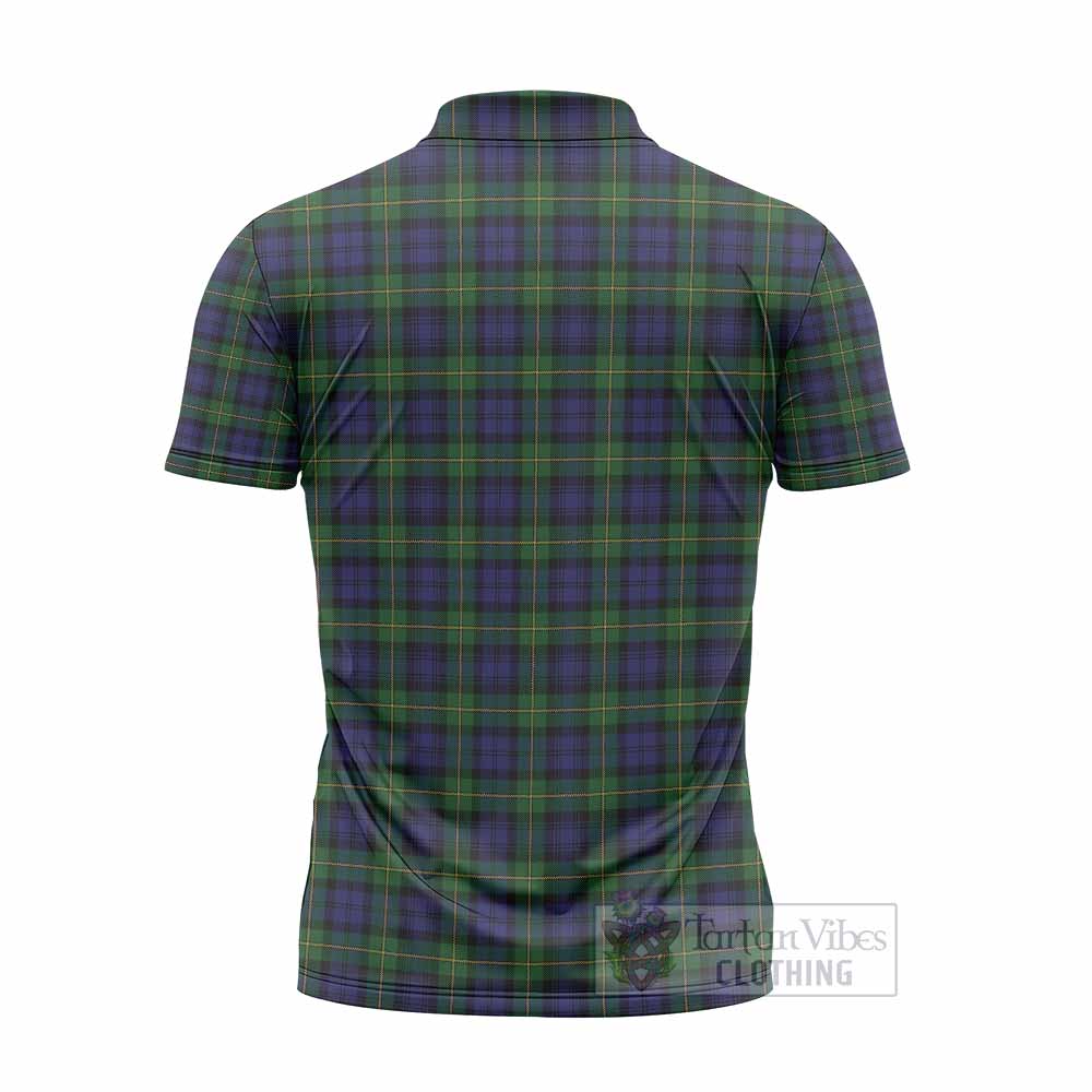 Gordon Tartan Crest Zipper Polo Shirt Ferocious Lion Style