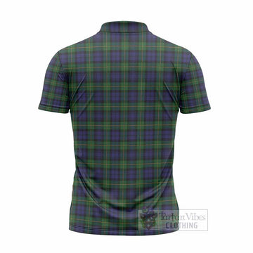 Gordon Tartan Crest Zipper Polo Shirt Ferocious Lion Style