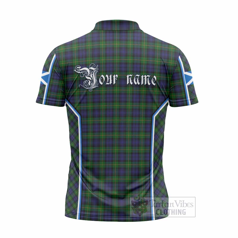 Gordon Tartan Crest Zipper Polo Shirt Scotland Coat of Arm Flag Style - Tartan Vibes Clothing