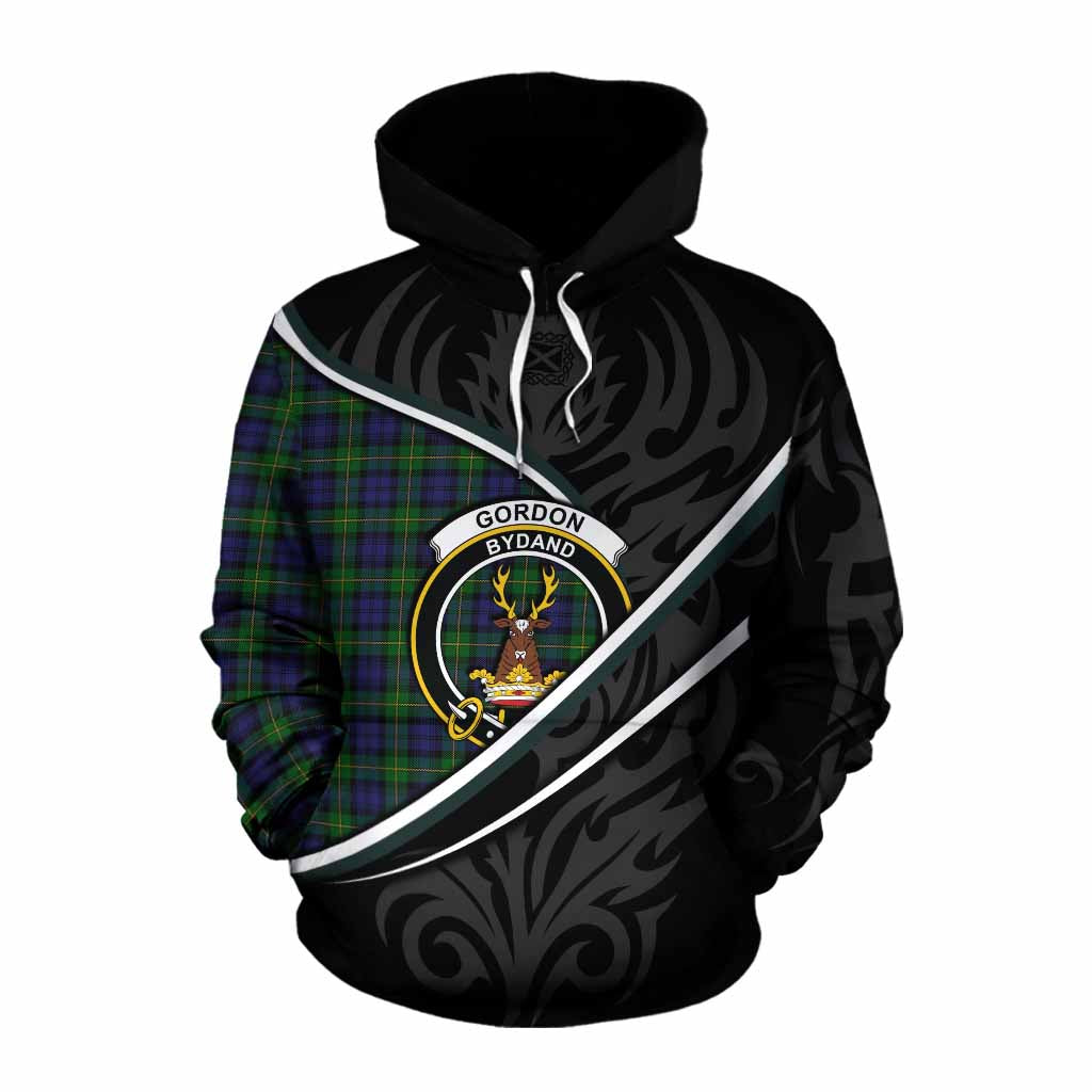 Gordon Tartan Family Crest Cotton Hoodie Celtic Scottish Thistle Floral - Tartan Vibes Clothing