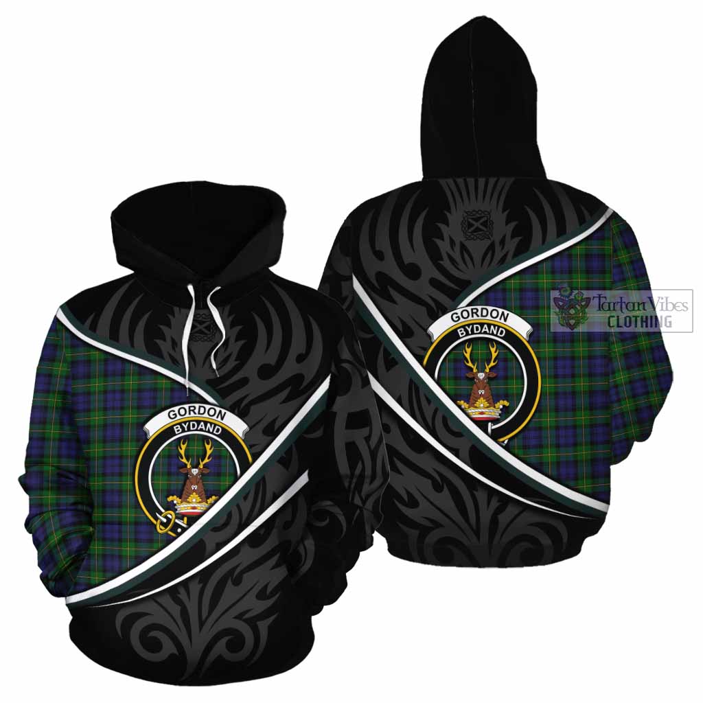 Gordon Tartan Family Crest Cotton Hoodie Celtic Scottish Thistle Floral - Tartan Vibes Clothing