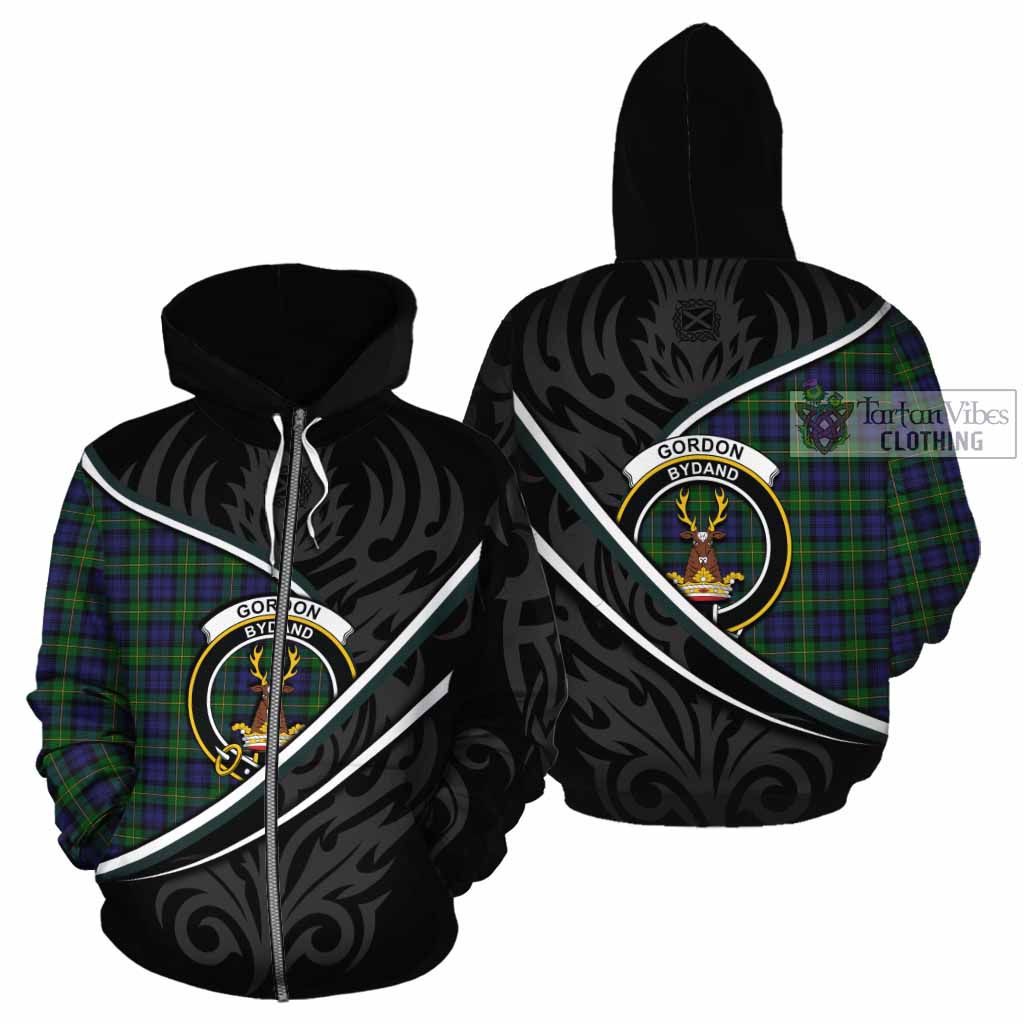 Gordon Tartan Family Crest Cotton Hoodie Celtic Scottish Thistle Floral - Tartan Vibes Clothing