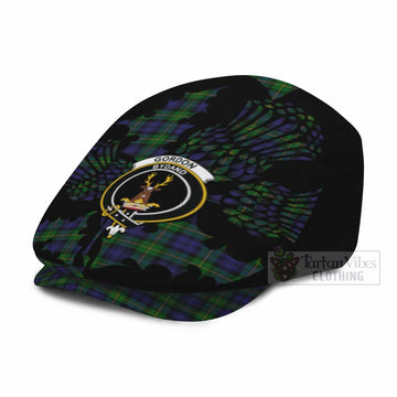 Gordon Tartan Family Crest Flat Cap, Jeff Cap Scotland Thistle Floral