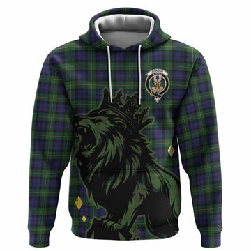 Gordon Tartan Family Crest Hoodie Crowned Lion Roaring