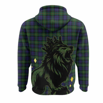 Gordon Tartan Family Crest Hoodie Crowned Lion Roaring