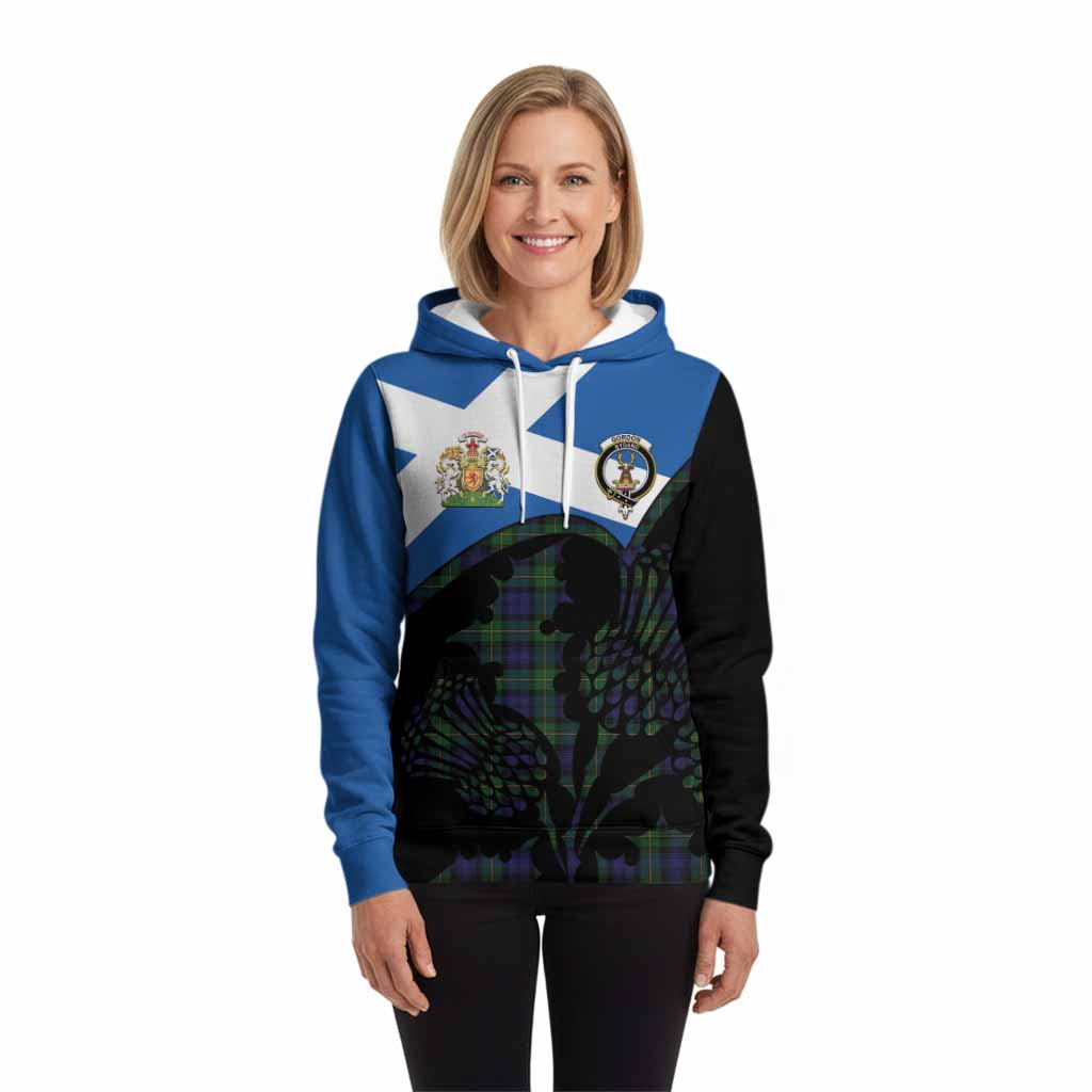 Gordon Tartan Family Crest Hoodie Scotland Thistle Floral Flag Style