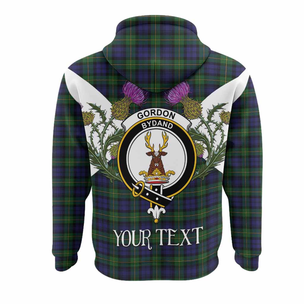 Gordon Tartan Family Crest Hoodie Scottish Burns Night Thistle Floral