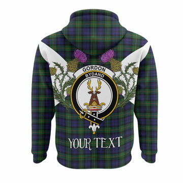 Gordon Tartan Family Crest Hoodie Scottish Burns Night Thistle Floral
