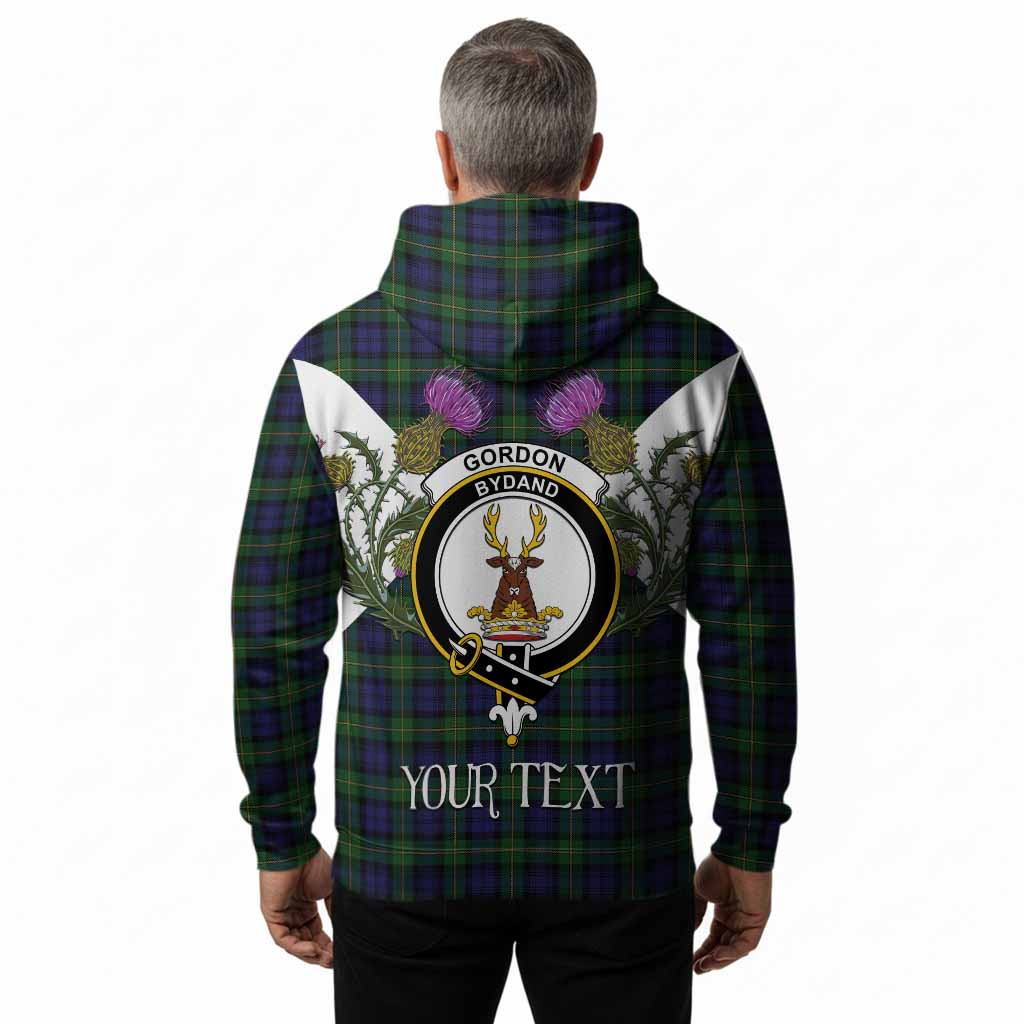 Gordon Tartan Family Crest Hoodie Scottish Burns Night Thistle Floral