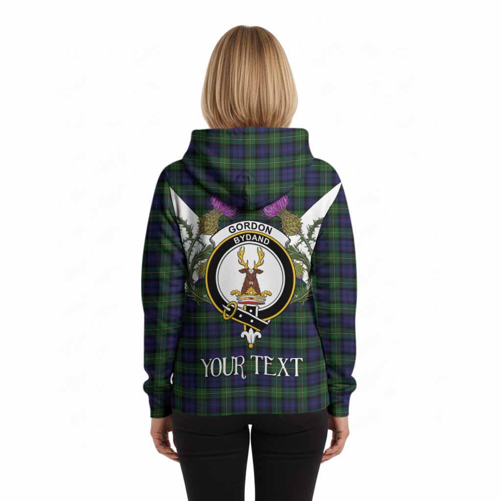 Gordon Tartan Family Crest Hoodie Scottish Burns Night Thistle Floral