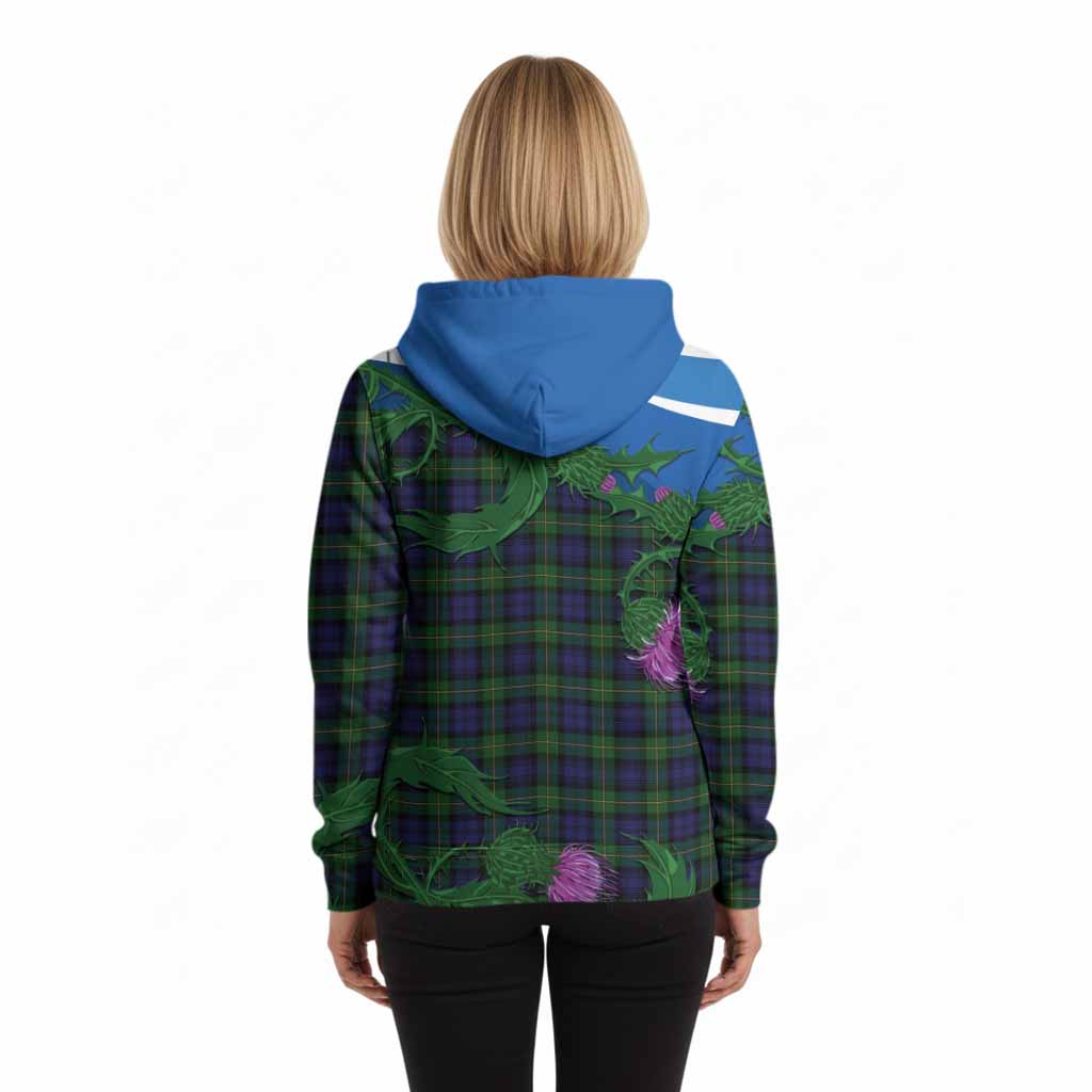 Gordon Tartan Family Crest Hoodie Thistle in Minimalism