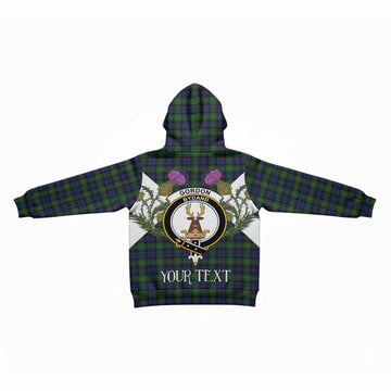 Gordon Tartan Family Crest Kid Hoodie Scottish Burns Night Thistle Floral