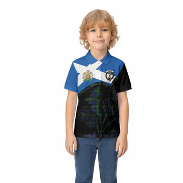 Gordon Tartan Family Crest Kid Polo Shirt Scotland Thistle Floral Flag Style