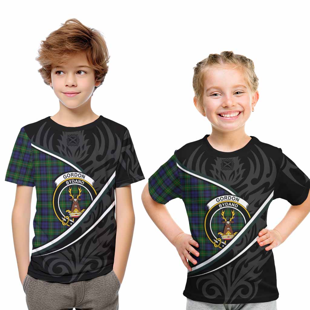 Gordon Tartan Family Crest Kid T-shirt Celtic Scottish Thistle Floral - Tartan Vibes Clothing