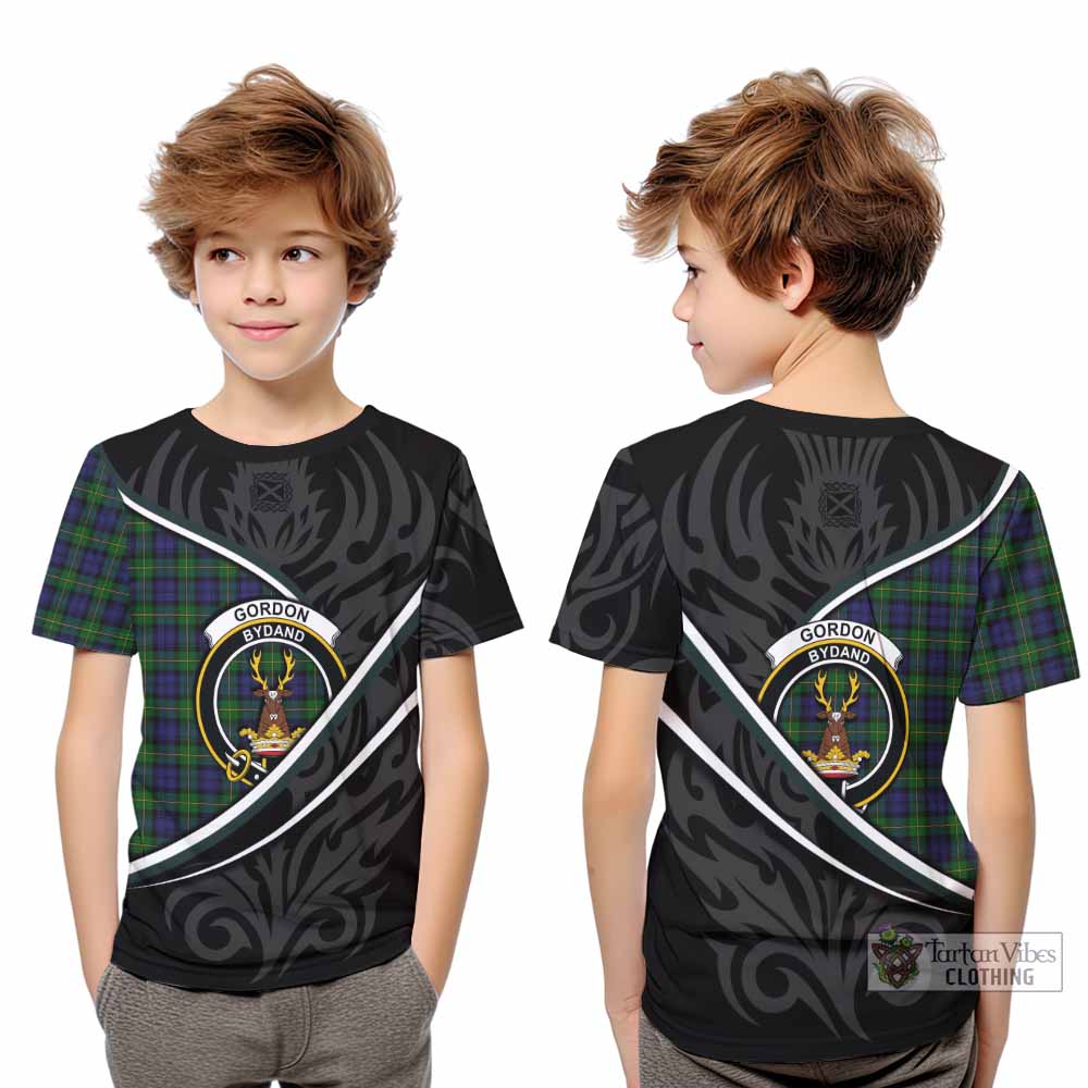 Gordon Tartan Family Crest Kid T-shirt Celtic Scottish Thistle Floral - Tartan Vibes Clothing