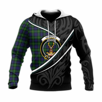 Gordon Tartan Family Crest Knitted Hoodie Celtic Scottish Thistle Floral